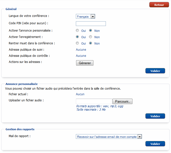 Gestion des conférences